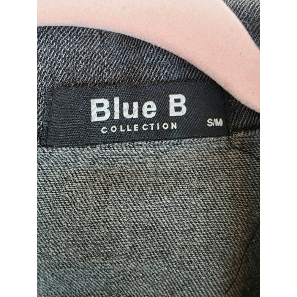 Blue B Collection Washed Black Cropped Distressed Denim Jacket Rhinestone Fringe - Picture 11 of 12